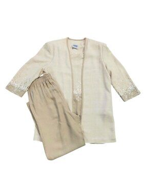 R&M Richards Vintage 2pc Set Embroidered Jacket Pants Size 12
